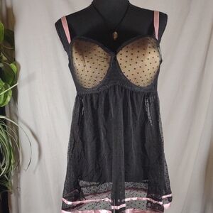 NWT Black Fuchsia - Black and Pink Women's Babydoll Lingerie - Size 2X